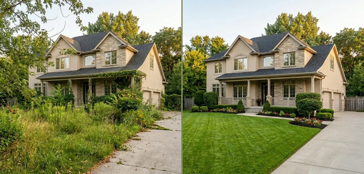 P&D Lawn & Landscape before and after transformation